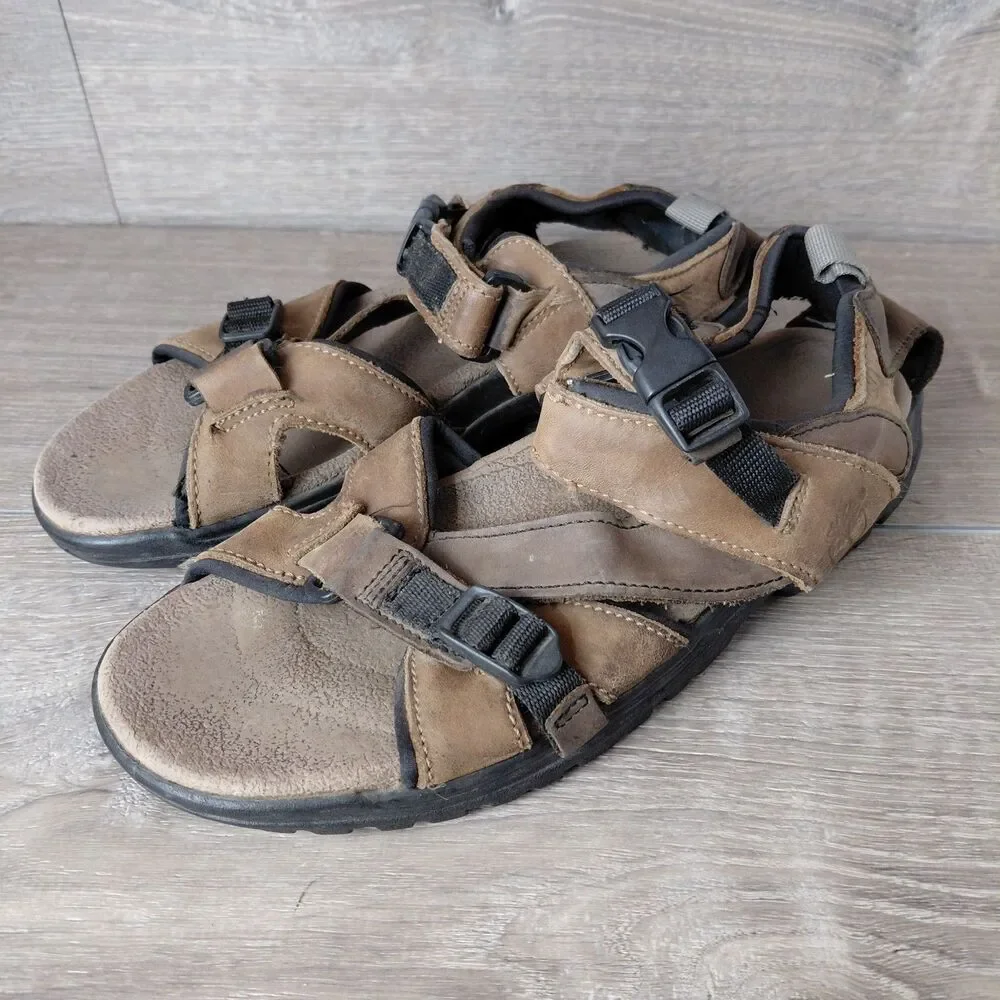 Timberland Sandals Mens 9 Brown Leather Trailway Outdoor Hiking Sport Beach Shoe